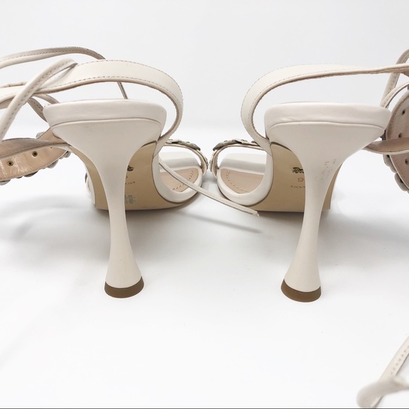 Coach Floral Embellished Ankle Strap Heels – Size 9.5B – Ivory/Nude - Picture 9 of 12